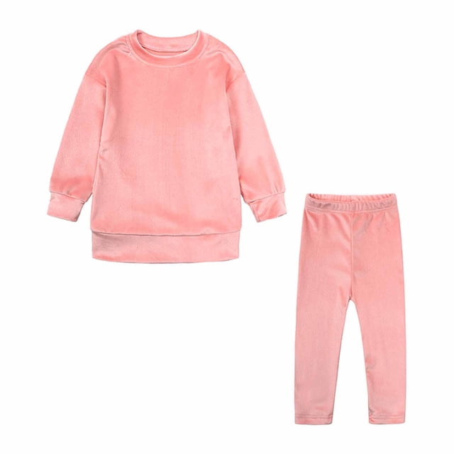 Dealovy Girls 2 Piece Outfit Sweatsuits Set Velvet Sweatshirts Sweatpants Tracksuits Casual Solid Color Outfits