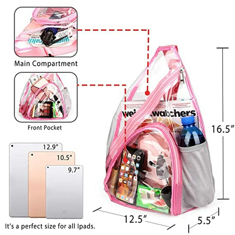 Laidan Clear Bag, Clear Crossbody Bag, Stadium Approved Clear Concert Purse , for Women Clear Crossbody Bag-Pink, Adult Unisex, Size: 31x14x41cm
