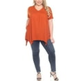 thumbnail image 2 of White Mark Short Sleeve Shirred Front Knit Tunic Top with Pockets, Women's Plus, 1X-3X, 2 of 6
