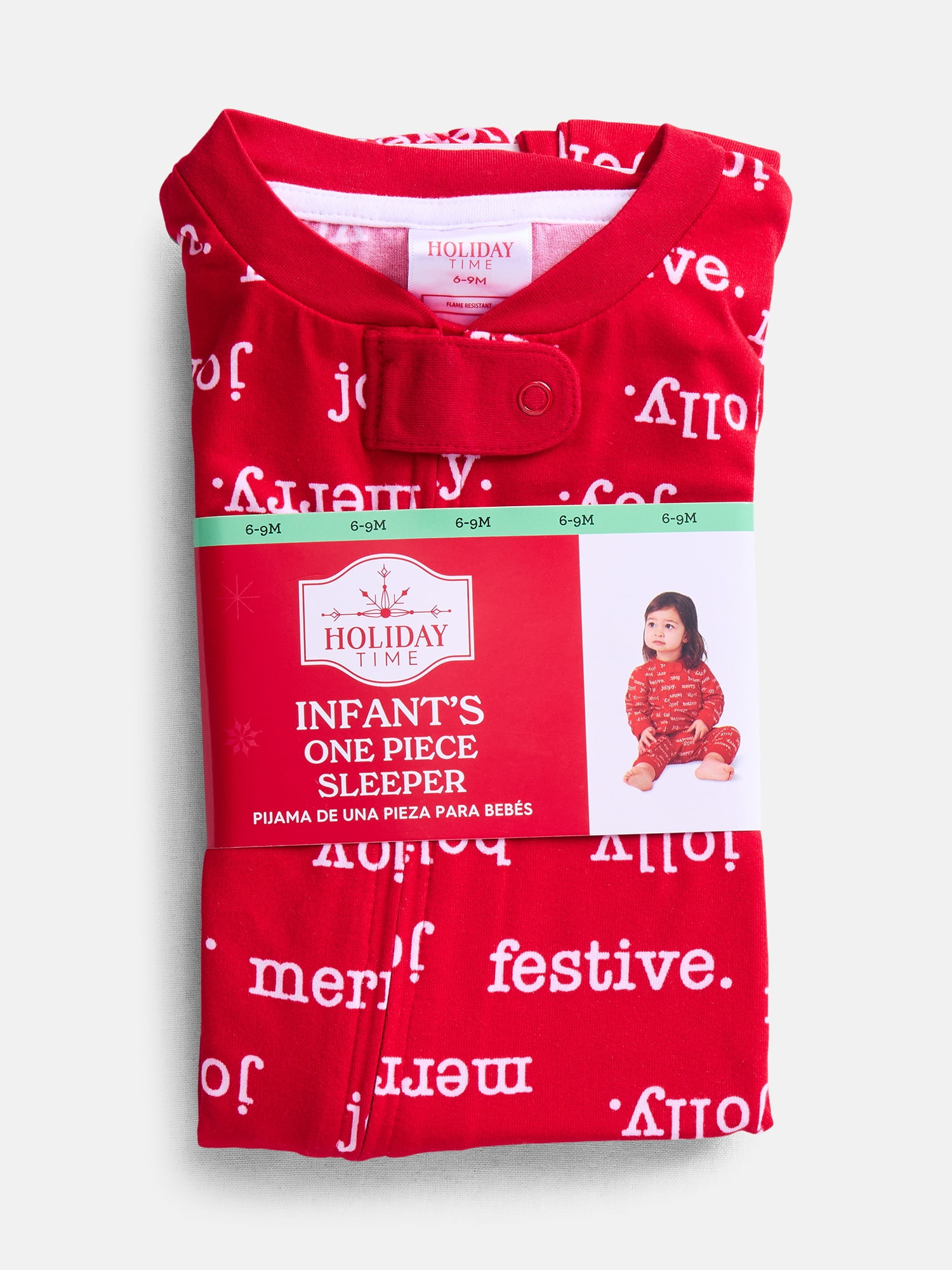 Holiday Time Matching Family Sleepwear Unisex Baby One-Piece Pajamas, Sizes 6M-18M