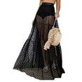 thumbnail image 3 of Women Bikini Cover Up Swimwear Sheer Mesh Skirt Beach Boho Maxi Wrap Long Skirt  See Through Dress, 3 of 5