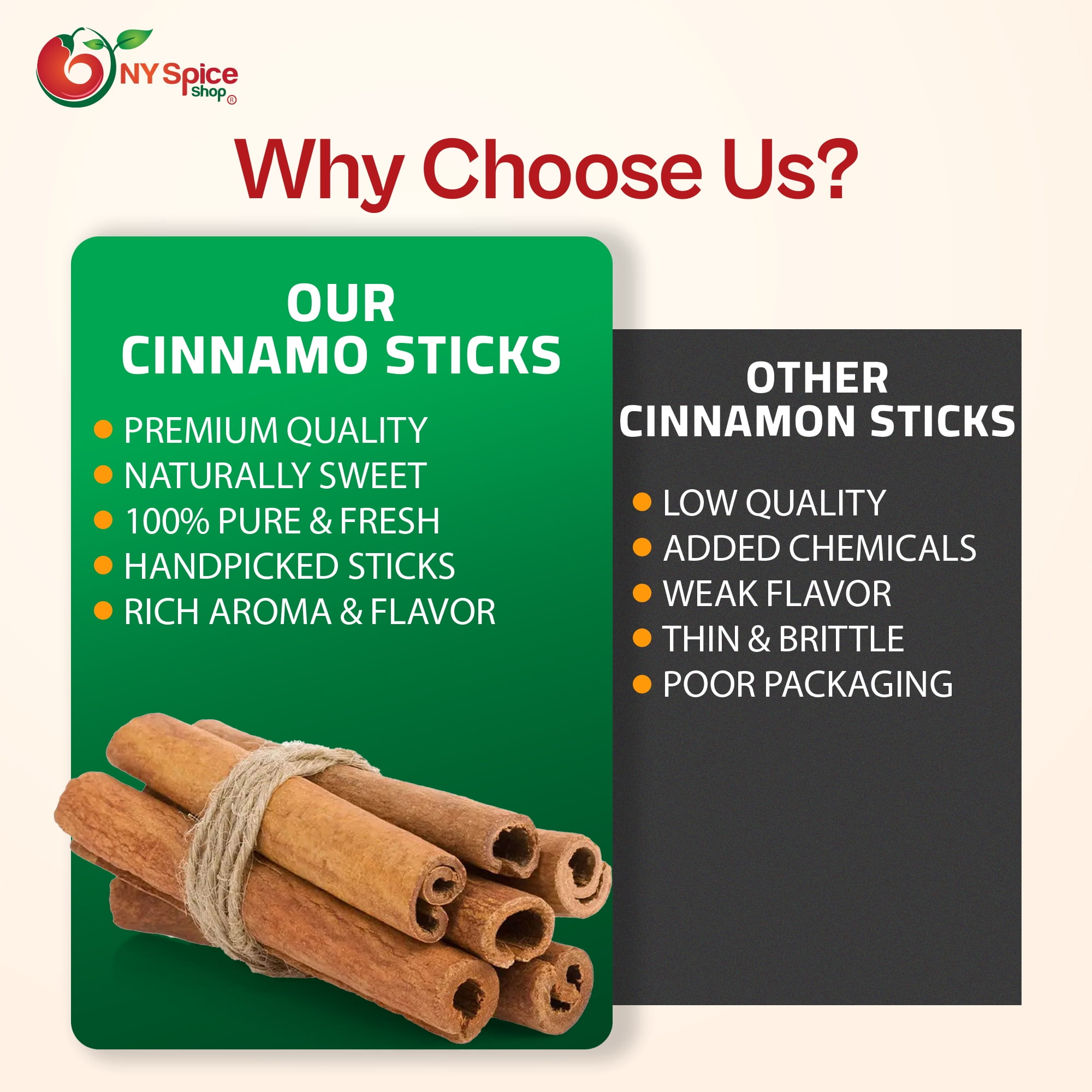 NY SPICE SHOP Cinnamon Sticks - 5 Pound - Fresh Organic Dry Cinnamon Sticks