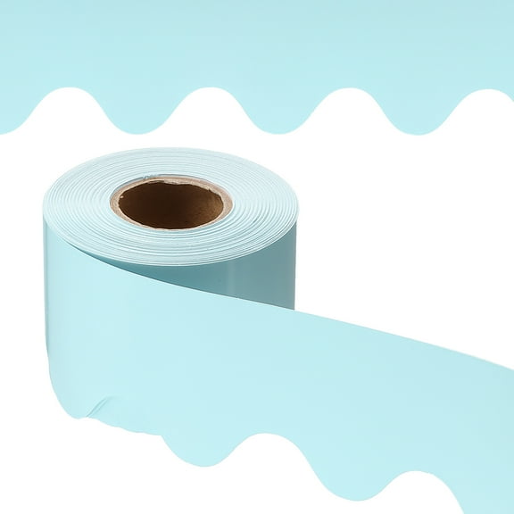 Uxcell Bulletin Board Border, 65.5 Feet Poster Chalkboard Cork Decoration Trim Scalloped Borders Wall Decor for Classroom Office Locker, Light Blue