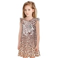 thumbnail image 1 of Fotbe Leopard Brown Vestido de Dormir para Niñas de 3 a 10 Años, Mangas Cortas, Estilo Princesa, Pijama Camisón con Mangas Voladas-Large, 1 of 6