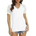thumbnail image 5 of Aiyino Women’s Short Sleeve Round Neck Tops Lace Casual Loose Blouses T Shirts, 5 of 9