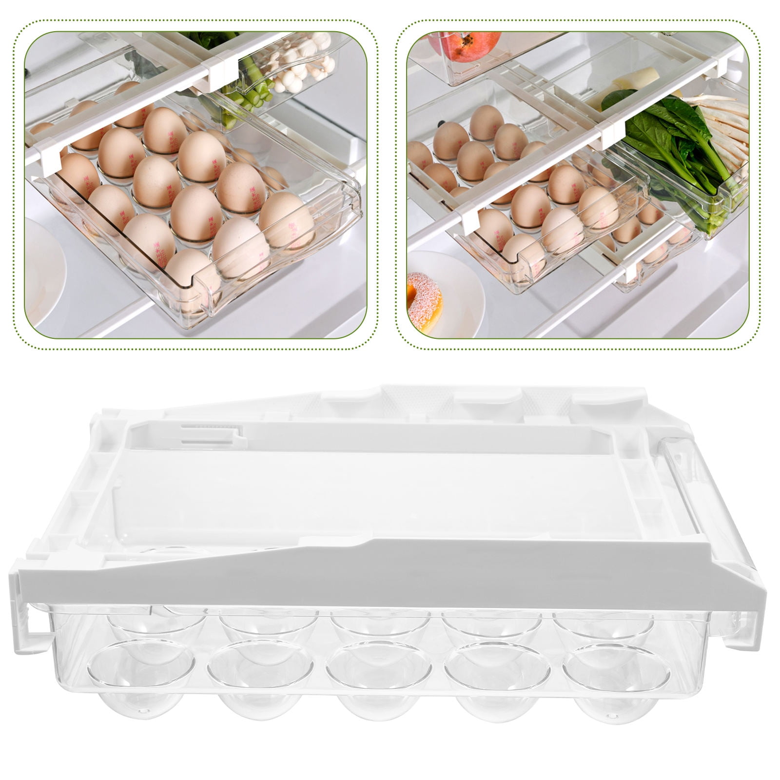KALLORY 1Pc Fridge Egg Holder Drawer Type Storage Case with Multi Compartment in Assorted Colors for Home