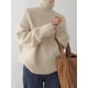 thumbnail image 4 of Suéter de cuello alto grueso y holgado de punto que combina con todo, para otoño e invierno, ropa interior, ropa exterior, camisa de estilo holgado, 4 of 5