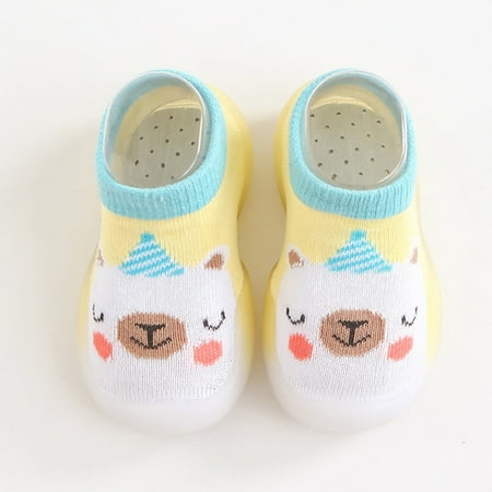 

〖Jisuan〗Boys Slippers Kids Boys Sole Cute Rubber Baby Stocking Knit Socks Shoes Warm Slipper Toddler Girls Soft Baby Care