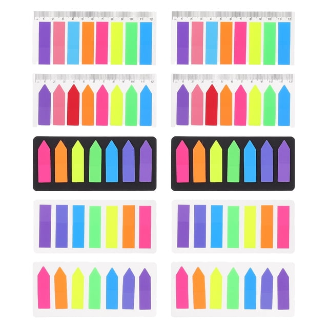 10 conjuntos Tabs de plástico Pestañas de página fluorescente Marcadores de la página Pestañas de anotación de libros