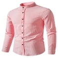thumbnail image 3 of Classic Buttoned Henley Shirt for Men with Retro Cotton Linen Fabric, 3 of 5