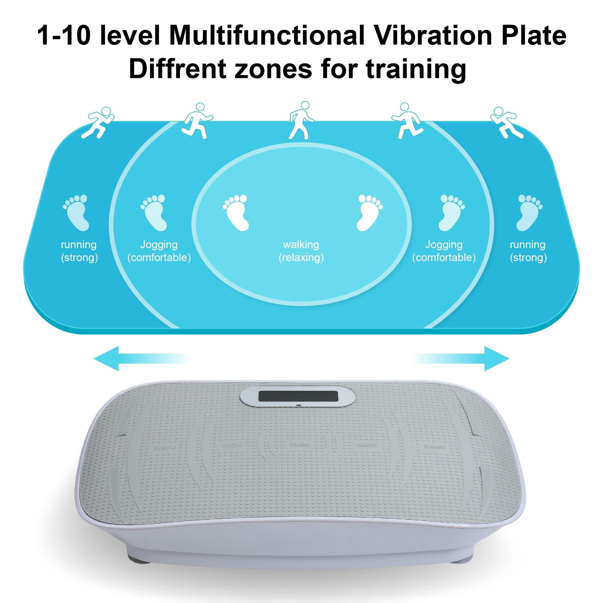 Lisonu Vibration Platform Machine, Grey Whole Body Fitness Plate with Bluetooth Music Sync, Remote, 10 Speeds & Anti-Static Pedals, 440lb Capacity for Home Workout