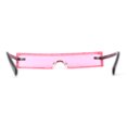 thumbnail image 4 of Luxury Heavy Rhinestone Rim Trim Thin Shield Rimless Cyclops Sunglasses Pink, 4 of 5