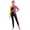 Yellow&Hot Pink, variant on Kids Girls Full Body Unitard Shiny Rhinestones Gymnastics Leotard Dance Bodysuit Long Sleeve Jumpsuit Red&Blue 6