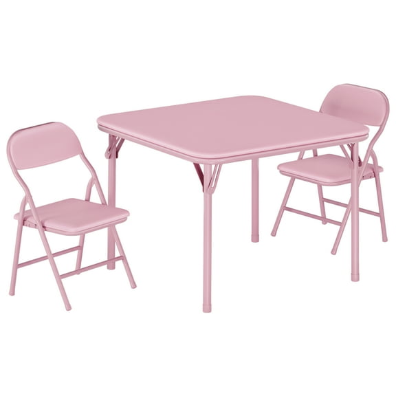 Towallmark Kids 5-Piece Classroom Folding Table and Chairs Set,  Children Activity Table and Chairs Set for Dining Room, Daycare, Classrooms, Pink