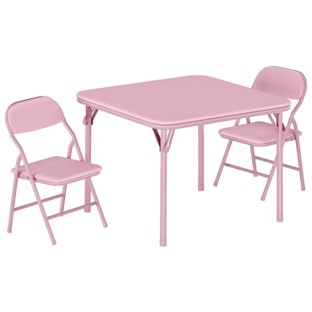 Towallmark Juego de 3 Piezas - Mesa y Sillas Plegables para Niños | Multiusos para Comedor, Guardería, Aula y Actividades, rosa