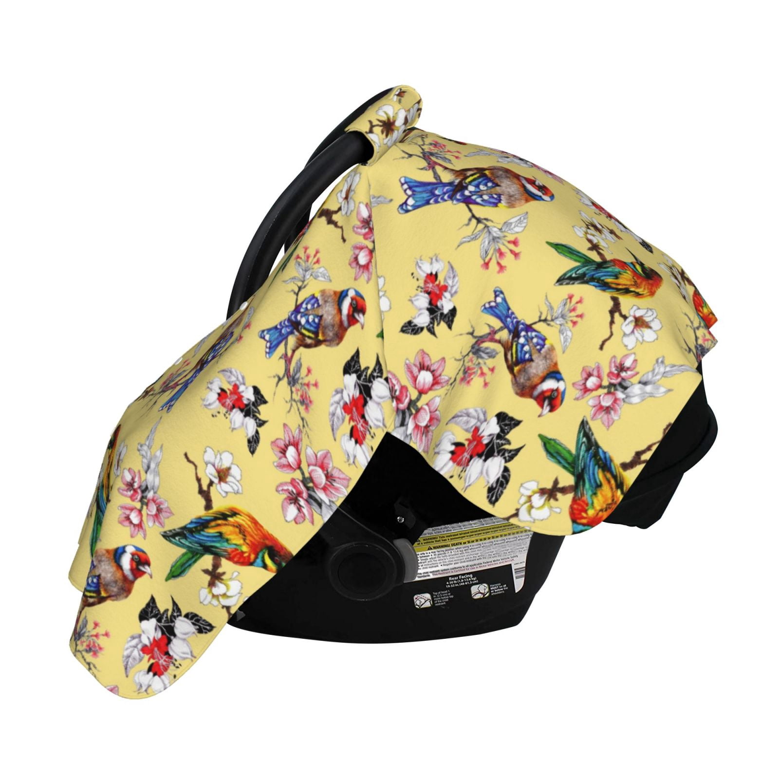 Naloa Bright Birds Baby Car Seat Cover, Breathable Baby Carrier Cover, Multiuse Baby Carrier Cover & Nursing Breastfeeding Cover