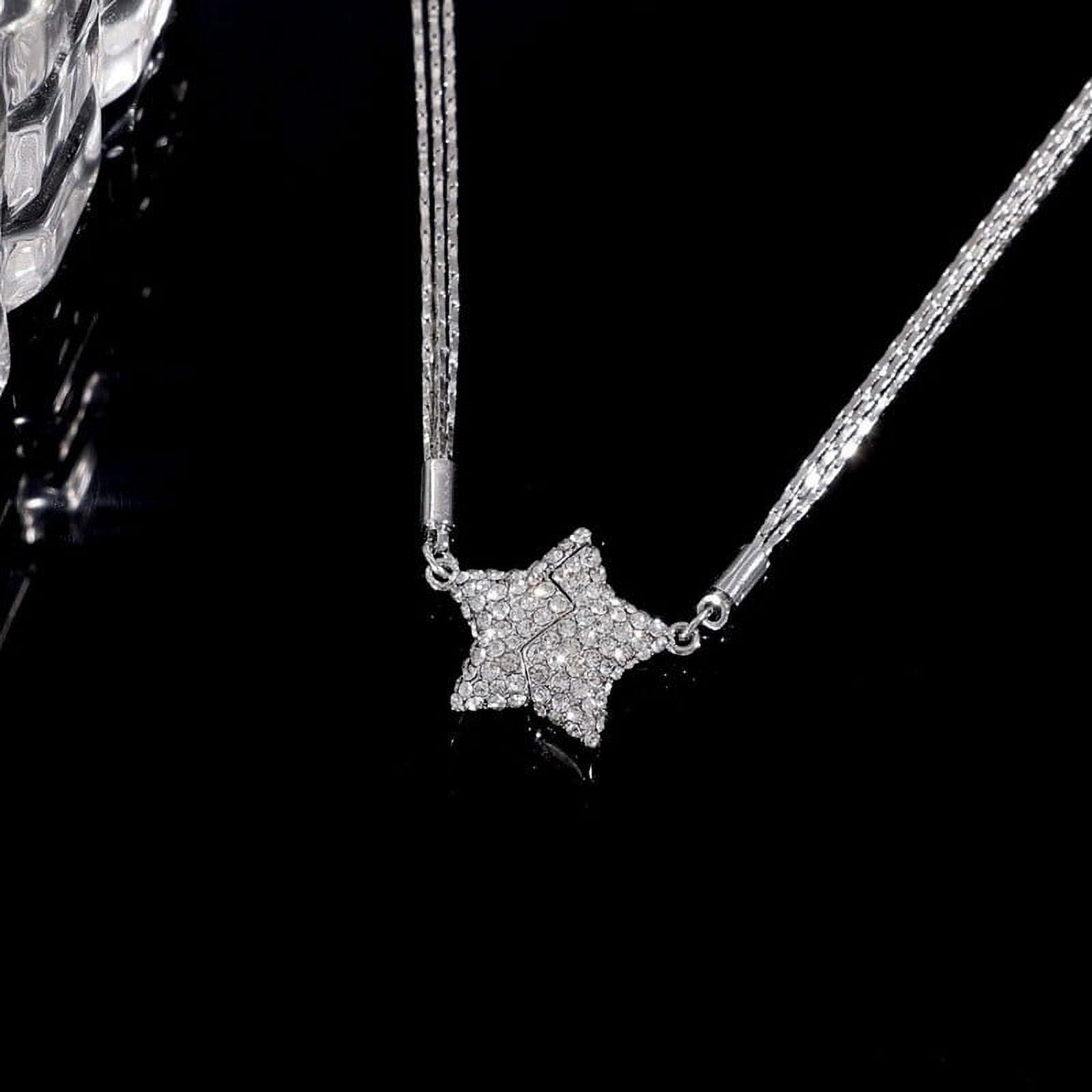 10Pcs Magnetic Layered Necklace, Fufafayo Magnetic Three Layer Necklace, Sparkling Metal Inlaid Collar Chain, Elegant Layered Jewelry for Women, Gift for Her, Magnetic Suction Necklace for Daily Wear