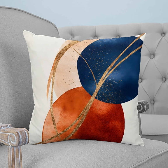 Navy Blue Burnt Orange Throw Pillow Covers, Soft Pillowcases with Invisible Zipper, Geometric Modern Boho Art Decorative Square Pillow Cushion Covers for Living Room Couch Sofa Bed 18x18 Inches