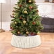 thumbnail image 5 of Falda de árbol de Navidad de punto afelpado con rayas verticales | Decoración navideña en blanco y rosa | Falda de árbol de tela de 72 x 24 cm para guardar regalos y proteger el suelo | Decoración, 5 of 5