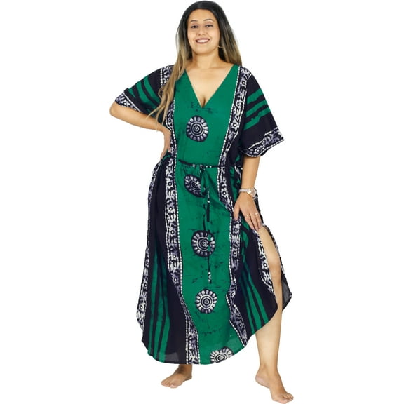 HAPPY BAY Women's Summer Loose Caftan Long Night Evening Gown Loungewear Dashiki House Dresses for Women 2X-3X Sea, Floral