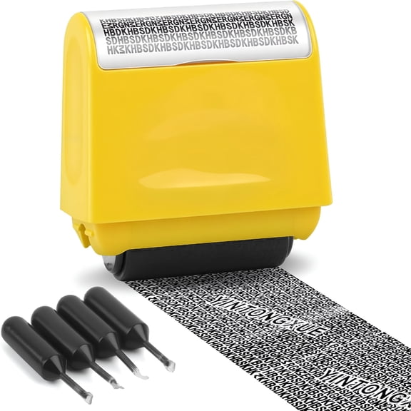 CCOCC Identity Theft Protection Roller Stamp, Confidential Stamp, Address Blocker Roller Stamps for Your Privacy and Security (4 Refill Ink Included)