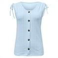 thumbnail image 4 of Manxivoo Vest for Women Women Loose U Neck Sleeveless Tops Casual Pure Color Pleated Eyelet Summer Shirts Vest Blouse Tank Top for Women Blue, 4 of 8