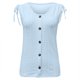 thumbnail image 2 of Playeras,Blusas y Tops,Ropa para Mujer Mujeres camisetas sin mangas Dressy Casual Mujeres sueltas cuello en U sin mangas Tops Casual Color plisado ojal verano camisas chaleco blusa (Blue, XXL), 2 of 7