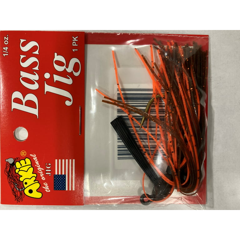 Rattle Band Bass Jigs from Arkie Lures® Rattle Micro-Honed Hook Silicone  Skirting Bass Jig Brown Orange ¼ oz. 
