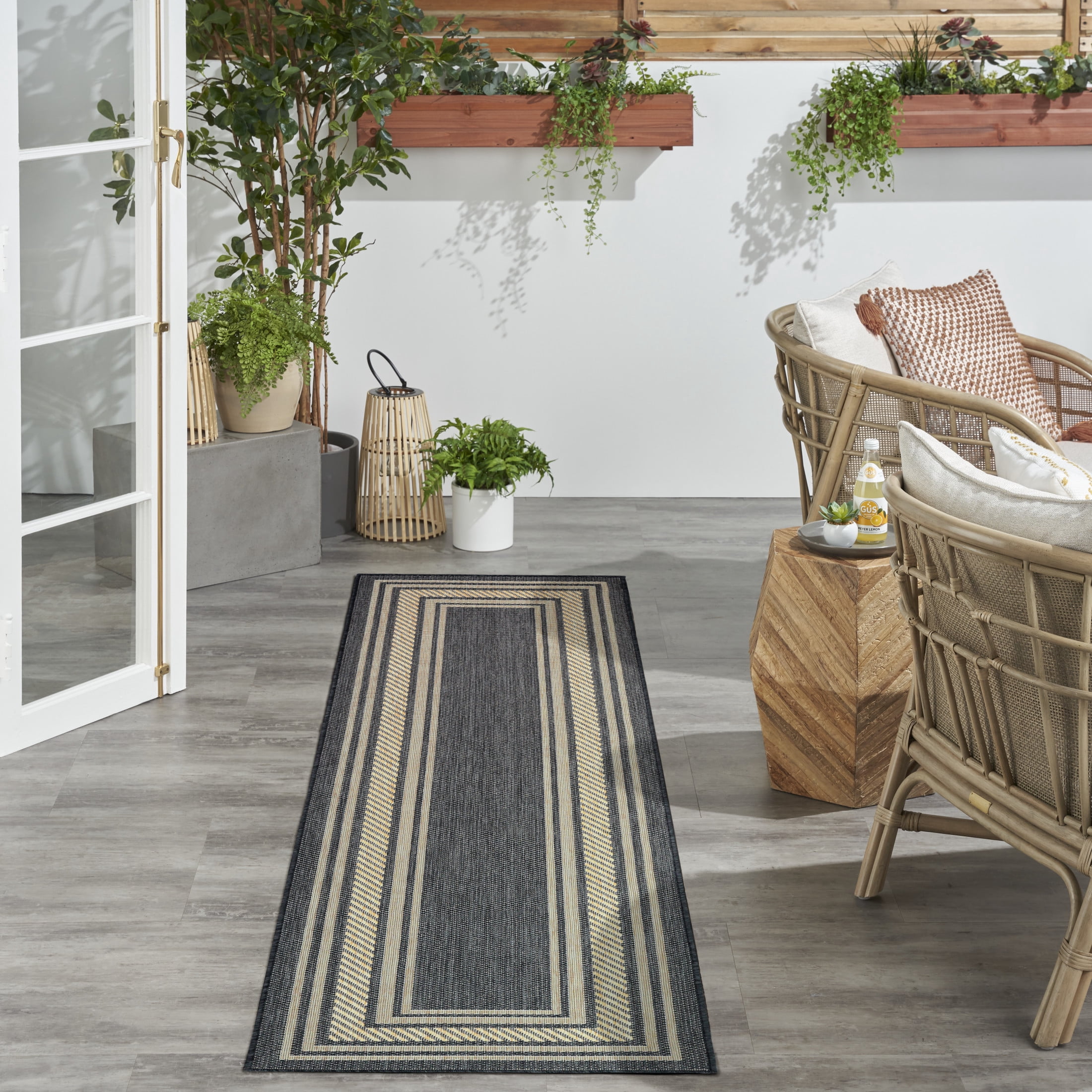 Nourison Horizon Indoor/Outdoor 2' x 6' Charcoal Modern Rug
