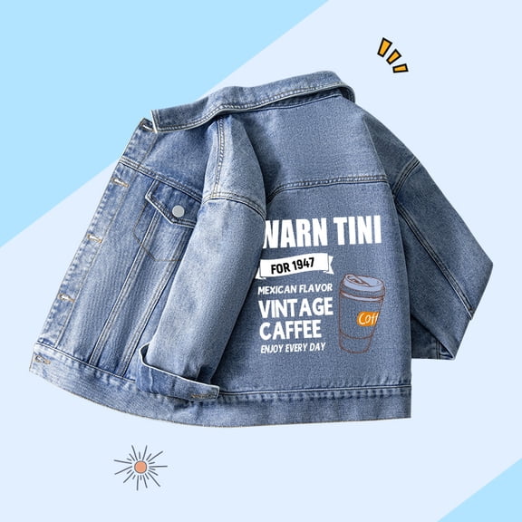 Boys’ Cartoon Print Denim Jacket – Trendy Spring/Summer 2026 Jean Jacket for Kids, Lightweight Stylish Outerwear for Medium & Big Boys