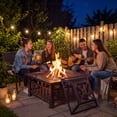 thumbnail image 2 of Lacoo 32" Patio Square Fire Pit Table for Patio Backyard BBQ, Ice Storage with Mesh Lid, Poker and Cover, Brown, 2 of 7