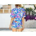 thumbnail image 3 of LA LEELA Hawaiian Shirts Womens Short Sleeve Womens Button up Collared Blouses Beach Party Tops Summer Tropical Vacation Holidays Shirts for Women S Seamless Flower, Blue, 3 of 6
