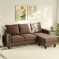 thumbnail image 3 of Furmax 70" Convertible Sectional Sofa Couch 3-Seat L-Shaped Small Sofa Couch with Reversible Chaise for Small Living Room, Apartment and Small Space, Linen Brown, 3 of 9