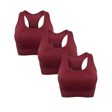 

YouLoveIt 3 PCS Women s Racerback Sports Bra Removable Pads Yoga Running Workout Bra Activewear Fitness Bra Padded Sports Bras with Good Support