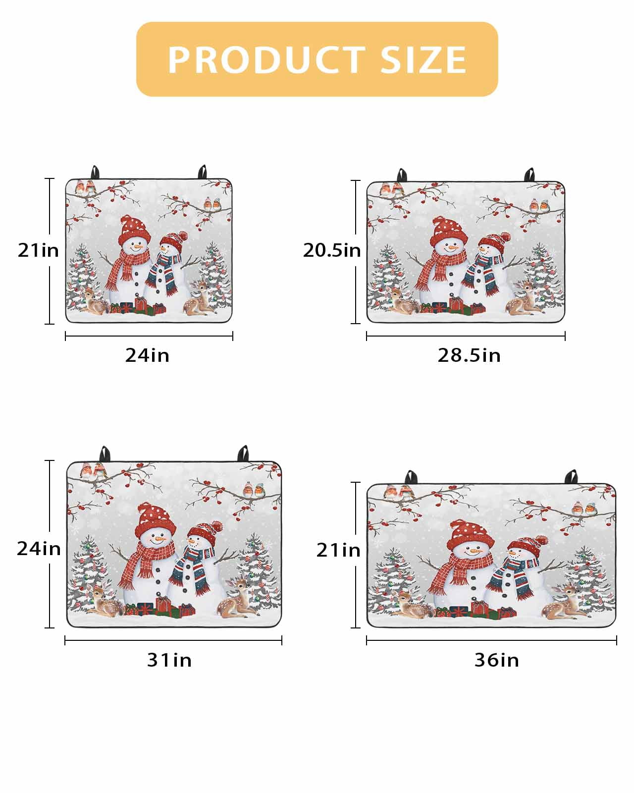 Large Induction Cooktop Protector Mat Snowman Grey Stove Top Covers for Electric Stove, Christmas Tree Forest Elk Birds Winter Snowflake Decorative Stove Burner Cover Mats, Glass Top Stove Cover