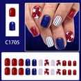 thumbnail image 2 of 4th Of July Independence Day French Tip Press-On Nails, Almond,Red White Blue, Short, 24 Count,D, 2 of 10