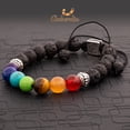thumbnail image 2 of Tree of Life Adjustable Lava Bracelet, 7 Chakra Healing, Essential oil, Reiki, Yoga, Aromatherapy Bracelet - SILVER Double Tread - New Model, 2 of 4