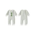 thumbnail image 2 of RUINIXCW Baby Boy First Birthday Outfit Romper Infant Boys 1st Birthday One Years Old Clothes Letter Embroidery Long Sleeve Waffled Striped Jumpsuit, 2 of 10
