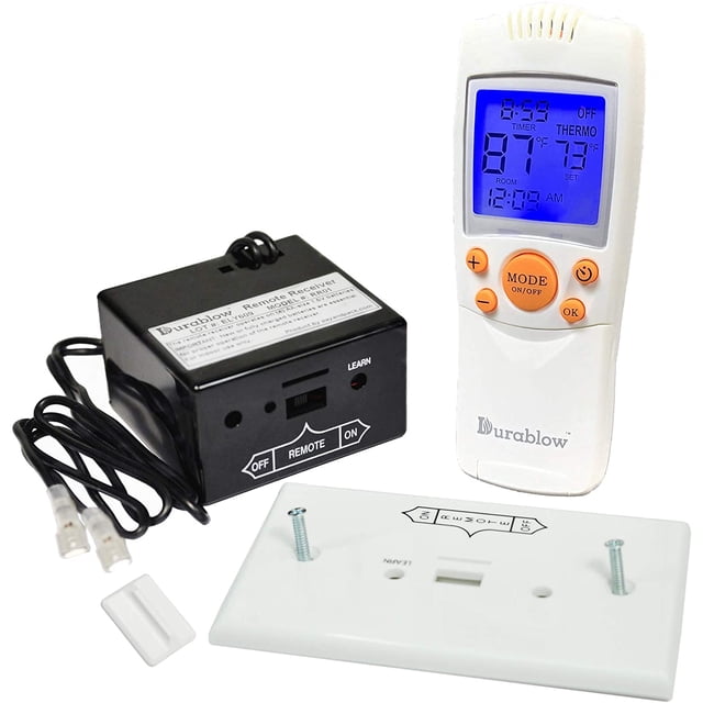 Durablow TR1004 Kit de Télécommande pour Foyer à Gaz + Thermostat + Minuterie + Émetteur Rétroéclairé pour Vanne Millivolt, Module IPI, Remplace Interrupteur Mural Ou Thermostat
