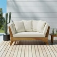 thumbnail image 4 of Llinc Store Adjustable Hard Wood Frame Daybed, 82" Length Outdoor Loveseat with Mattress, Beige, 4 of 9