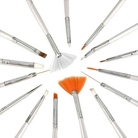Nail Gel Pen Zodaca 15 pc Nail Art Design Brush Set Painting Detailing UV Gel Pen Tips Tool - White (15 Count) ()