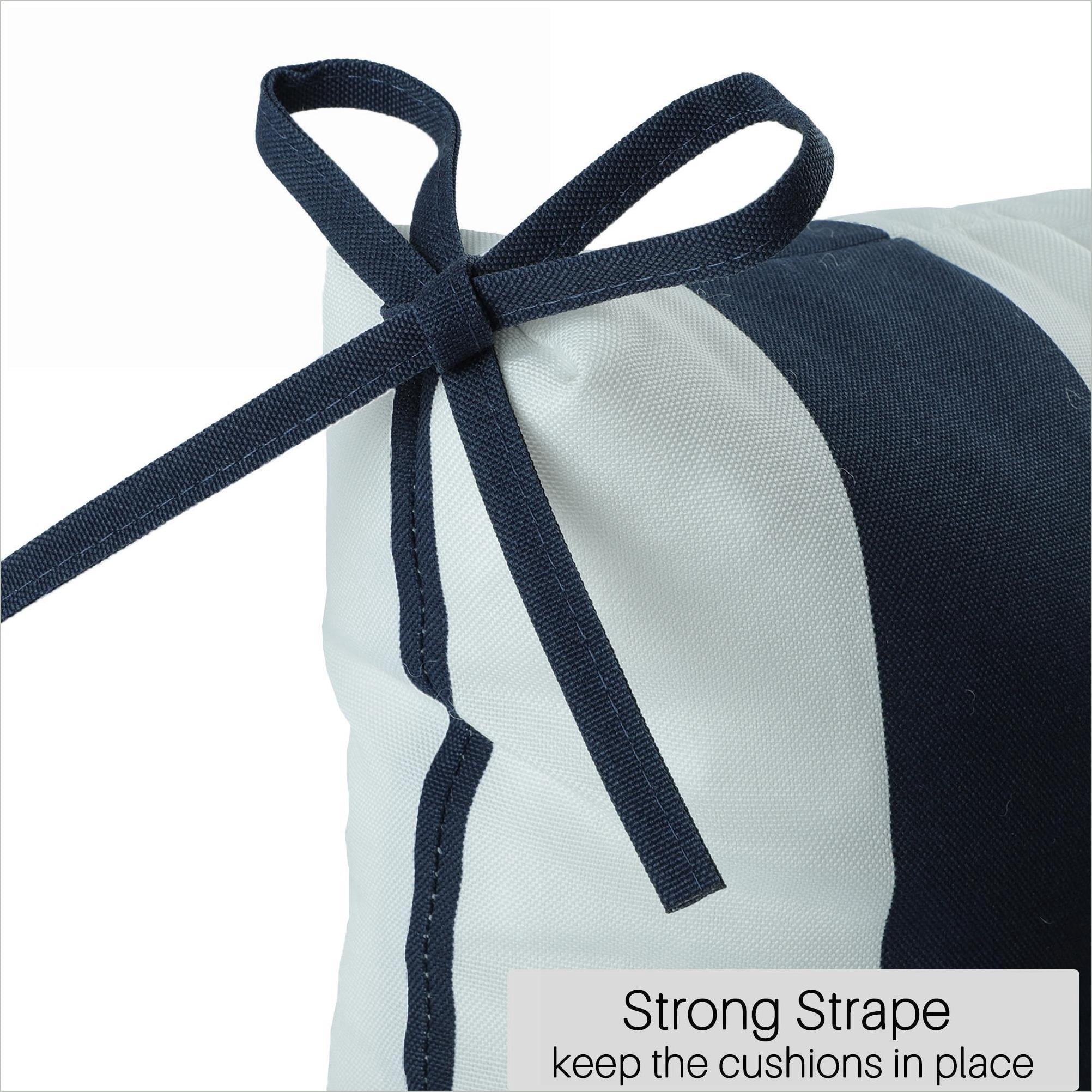 Outdoor Chair Cushions | 2-Pack High Back for Patio Porch Indoor Office, 44''x22''x4'', Tufted Reversible, Navy Blue/White |Polyester|Solid Back