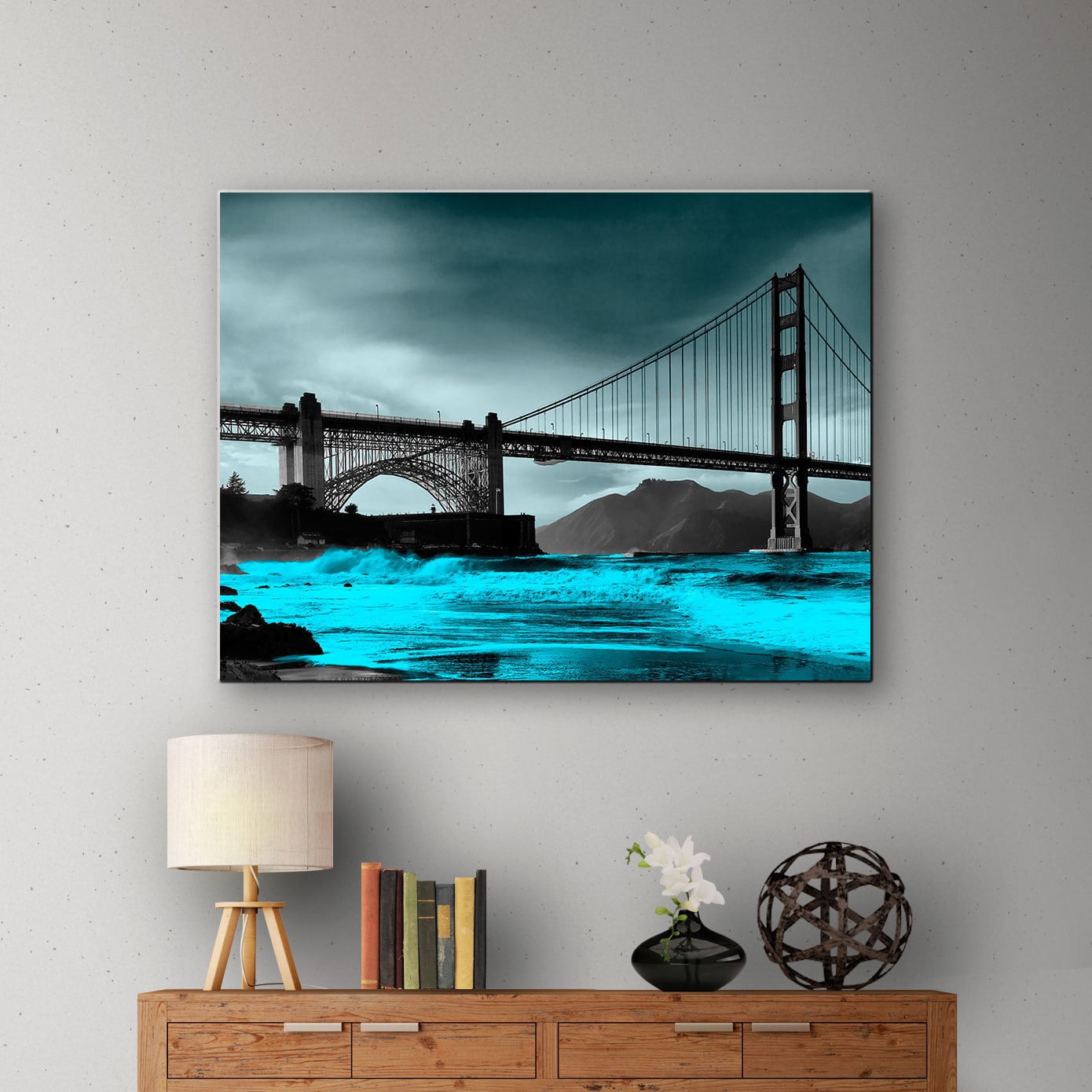 ArtWall Revolver Ocelot "San Fransico Bridge II" Gallery-Wrapped Canvas