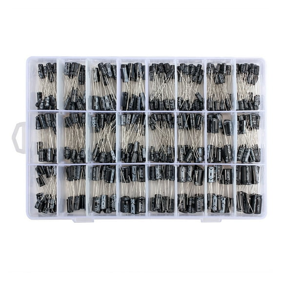 500pcs Electrolytic Capacitors Assortment Kit 24 Values 0.1UF-1000UF Aluminum Capacitors Set With Plastic Case