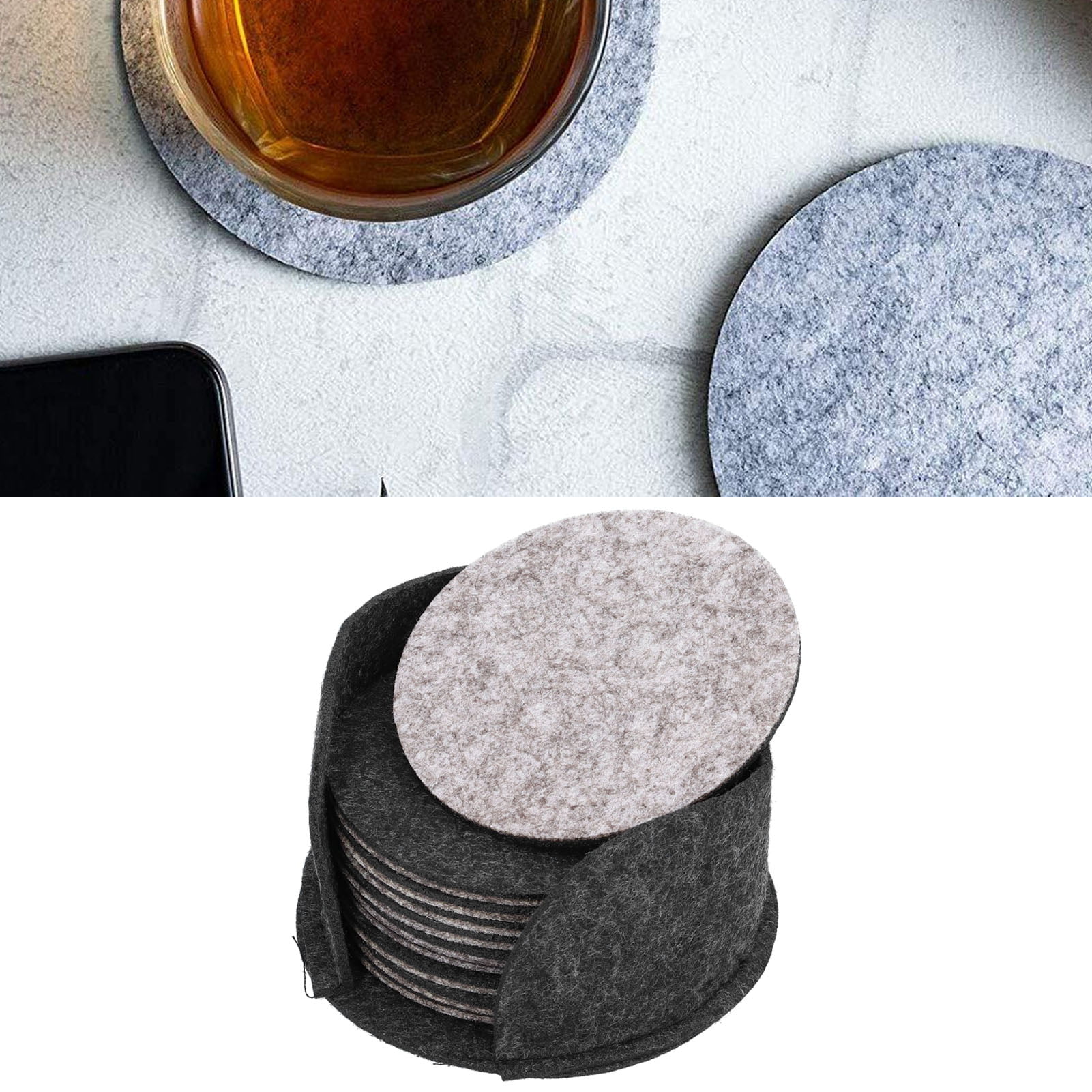 10Pcs Felt Cup Mats Drink Hot Pad Coasters Coffee Table Insulation Non-slip Soft 