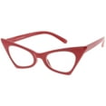 thumbnail image 2 of Retro Small High Point Cat Eye Glasses Oval Clear Lens 46mm (Red / Clear), 2 of 4