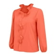 thumbnail image 6 of Endives Womens Long Sleeved Ruffled Shirt Casual Blouse Fall Tops Orange, 6 of 6