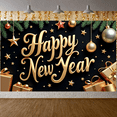 thumbnail image 6 of Gold Theme Happy New Year Banner Festive New Year Display Star Pattern Gift Box Design Festive Backdrop for New Year Party Holiday Celebration Indoor Decoration, 6 of 9