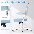 Biggzia Ergonomic Office Chair, Mid-Back Computer Chair with Adjustable Height, Flip-Up Arms and Lumbar Support, Mesh Desk Chair, Blue