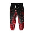 thumbnail image 2 of AUNVITO Boys Girls Sweatpants Winter Christmas Print Elastic Waist with Drawstring Pockets Fleece-Lined Thickened Casual Sporty Long Pants Holiday Style, 2 of 4
